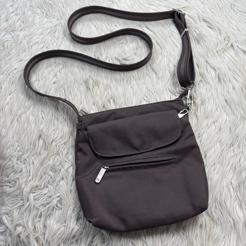 Travelon Anti-Theft Brown Nylon Crossbody Bag RFID Blocking Travel Minimalist